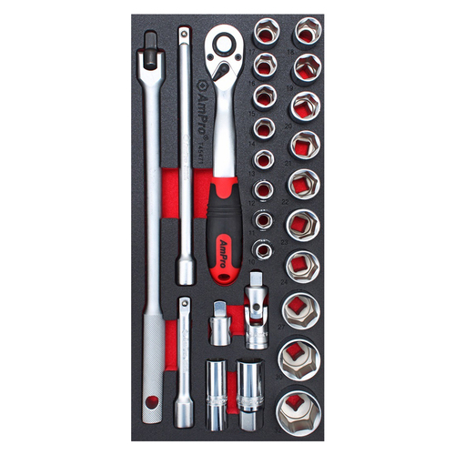 26pc Ampro 1/2" Drive Imperial Socket Tool Set TS55471
