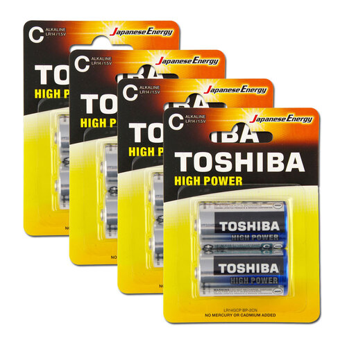 8pc Toshiba Alkaline C Battery