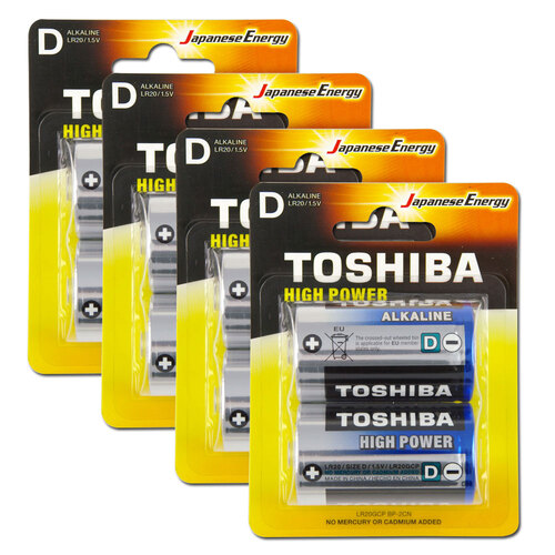 8pc Toshiba Alkaline D Battery