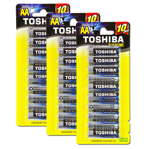 30pc Toshiba Alkaline AA Battery