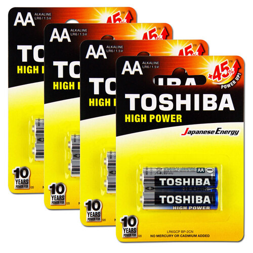8pc Toshiba Alkaline AA Battery
