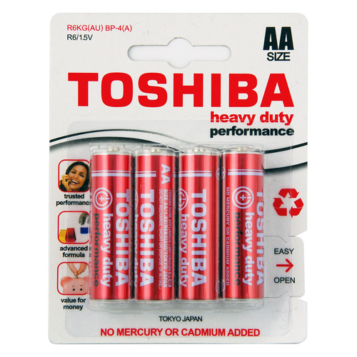 4pc Toshiba Heavy Duty AA