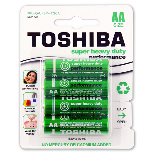 4pc Toshiba Super Heavy Duty AA