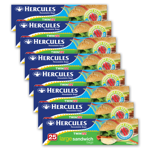 8x 25pc Hercules Large Sandwich Bags