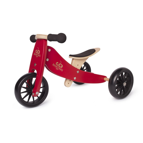 Kinderfeets 62cm Wood Tiny Tot Balance Bike Ride-On Toy Cherry Red 24m+