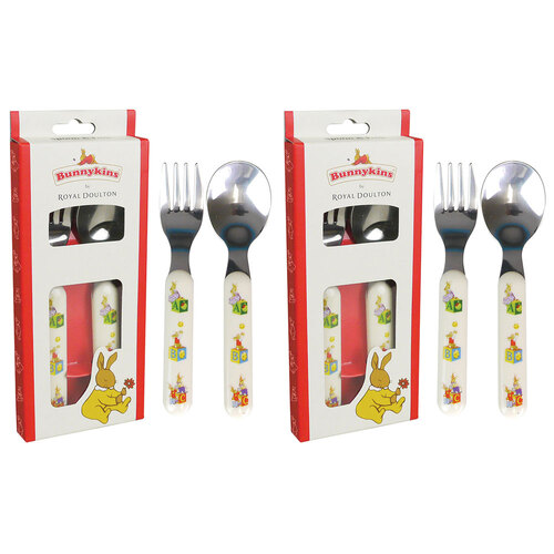 2PK 2pc Bunnykins Kids ABC Spoon & Fork Cutlery Set 18m+ Red