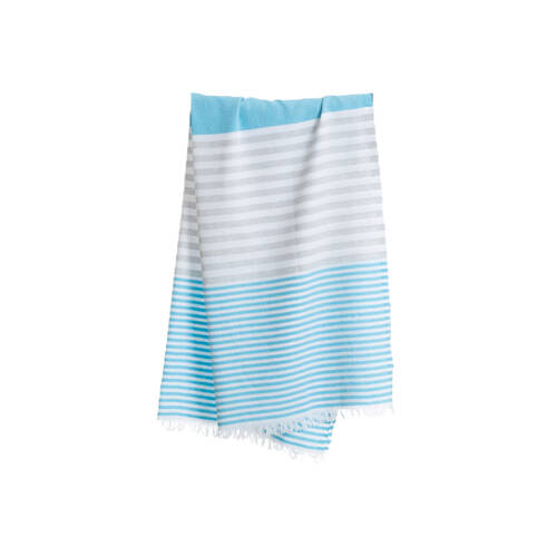 Towel To Go 100% Turkish Cotton Bali Hammam Beach Towel 180cm Turquoise/Grey