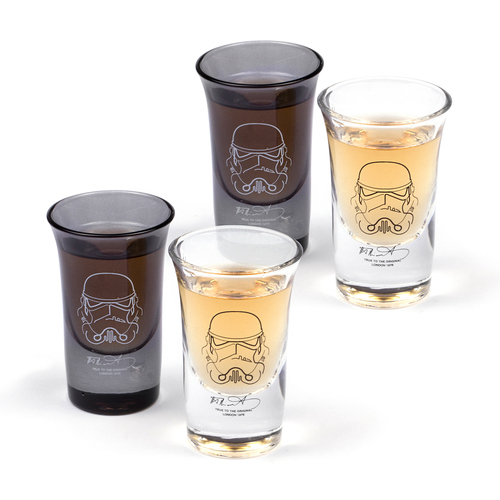 4pc Thumbs Up Original Stormtrooper Shot Glasses - Dark/Clear