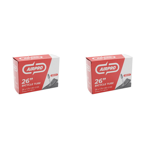 2PK AirPro Bicycle Inner Tube w/ 48mm Presta Valve 26x1.75-1.90-2.125''