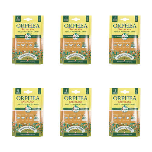 6x 12pc Orphea Sandlewood & Bergamot Natural Scented Strips Drawers/Closets