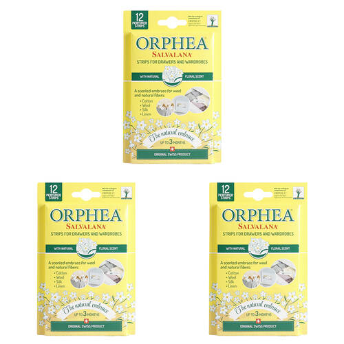 3x 12pc Orphea Clothes Protector Natural Flower Scented Strips Drawers/Closets