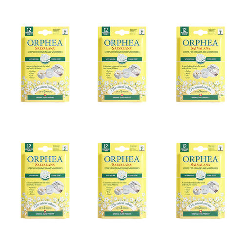 6x 12pc Orphea Clothes Protector Natural Flower Scented Strips Drawers/Closets