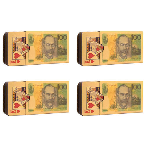 4x 54pc AU Dollars 24K Gold Plated Poker Playing Cards Tabletop Deck Game