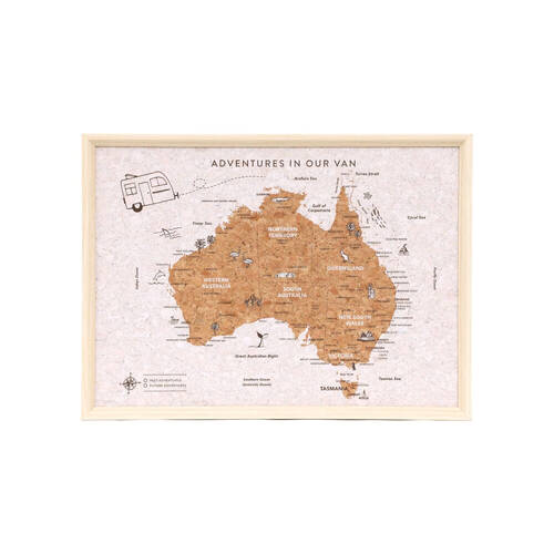 Splosh Caravan Australia Desk Map Travel Guide 38x28cm Home Decor