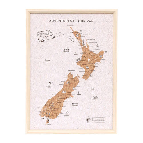 Splosh Caravan New Zealand Desk Map Travel Guide 38x28cm Home Decor