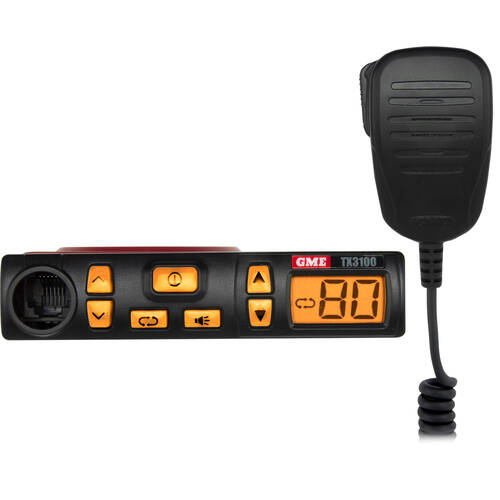 GME UHF CB 80 Channel Radio & Microphone w/ Dynamic Volume Control Black/Orange