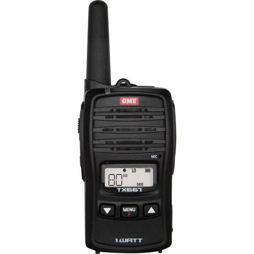 GME UHF CB 1 Watt Ultra Compact 80 Channel Handheld Radio Black