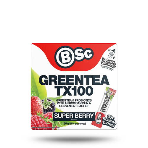 BSc Green Tea TX100 Probiotic Antioxidant 60x 3g Sachets 180g Super Berry