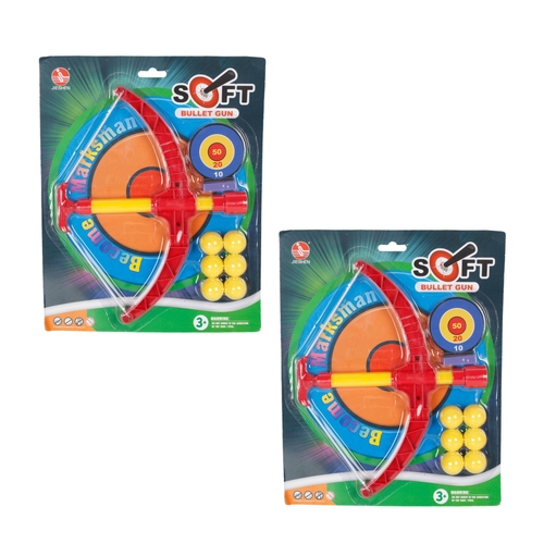 2PK Razoo Cross Bow Bullet Gun With 6 Soft Balls And Target 35x27cm 3+