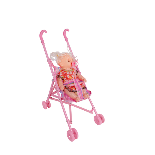 Toylife 42cm Doll Stroller Go Cart w/ Doll Kids Pretend Toy 3y+