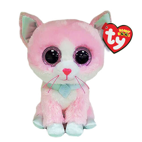 Ty Beanie Boos Fiona Pink Cat Plush Toy 15.5cm Regular 3y+