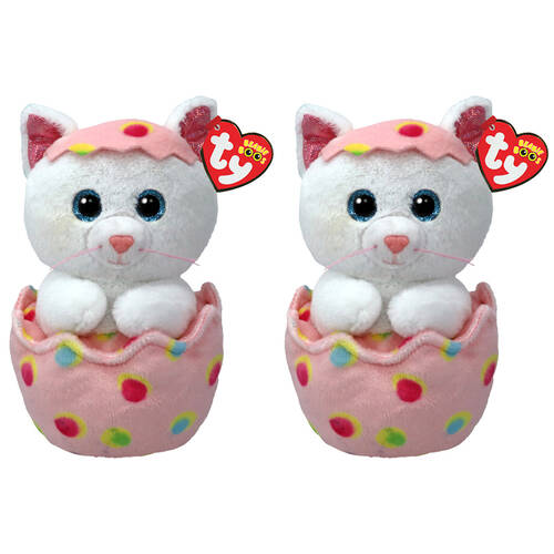 2PK TY Beanie Boos Giggles Cat In Egg Kids Plush Toy 15.5cm 3y+ Regular