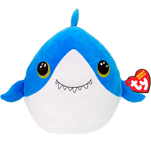 TY Squishy Beanies Finsley Shark Kids Squish Toy 25cm Blue 3y+