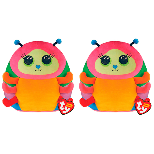 2PK TY Squishy Beanies Nessa - Caterpillar Squish 35cm Kids/Childrens Plush Toy 3y+