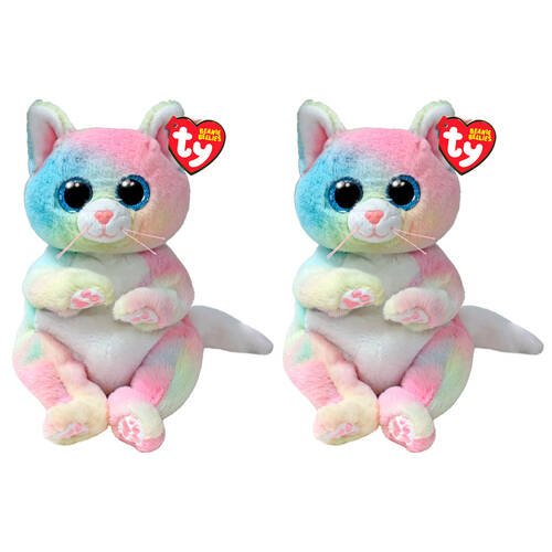 2PK TY Beanie Bellies Jenni Rainbow Cat Kids Plush Toy 20cm 3y+ Regular