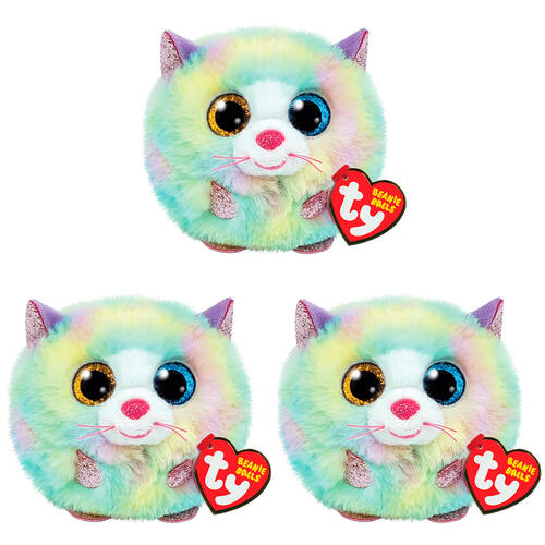 3PK TY Beanie Balls Heather Cat Ball Kids Soft Toy 9cm 3y+