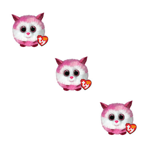 3PK TY Beanies Princess Pink Husky Kids/Children Plush Toy Ball 9cm 3y+