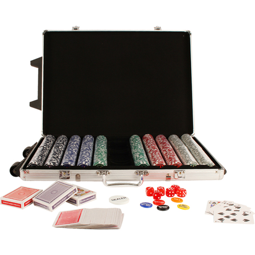 Toys For Fun 1000-Chip Poker Game Play Set w/ Aluminium Carry Case