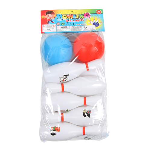 12pc Toys For Fun Plastic Pin Bowling Set w/ 2x Balls Kids Toy 3+
