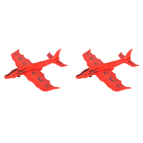 2x Toylife 19x20cm Fly Upto 20-30M Dragon Launcher Glider Toy Kids 6y+ Red