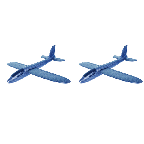 2x Toylife 49cm Plastic Sky Glider Launch Plane Kids Outdoor Toy - Blue