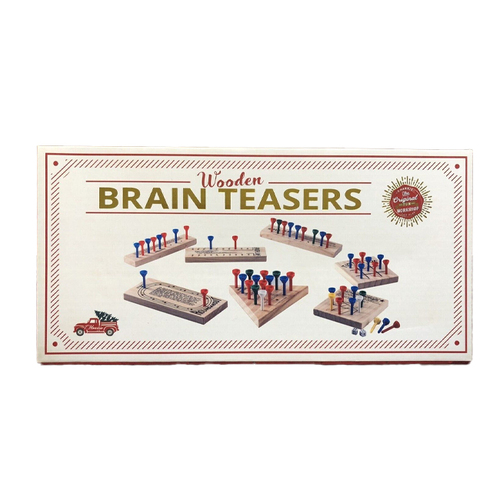 7pc Razoo Brain Teasers 18cm Asst Wooden Board Game w/ Pegs & Dice Kids 3+
