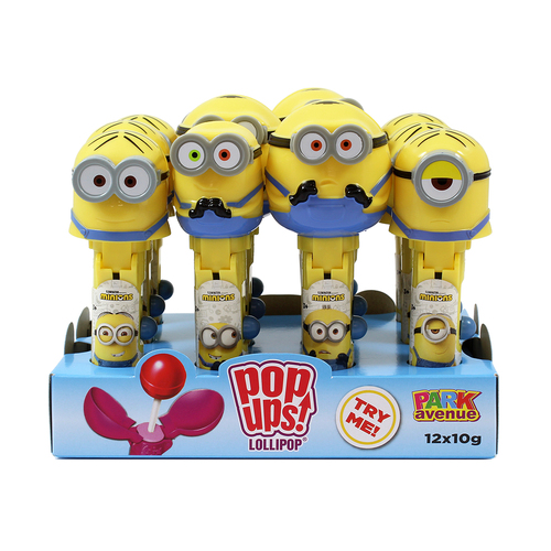 12pc Minions Pop Ups Lollipops/Figurines 10g Assorted Kids 3y+