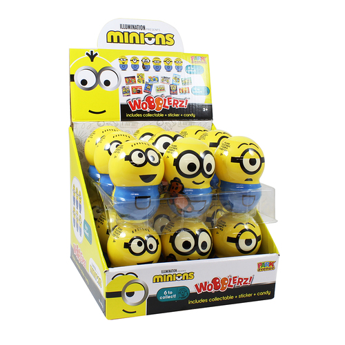 18pc Minions Wobblerz Collection Eggs w/ Sticker/Candy 10g Assorted Kids 3y+