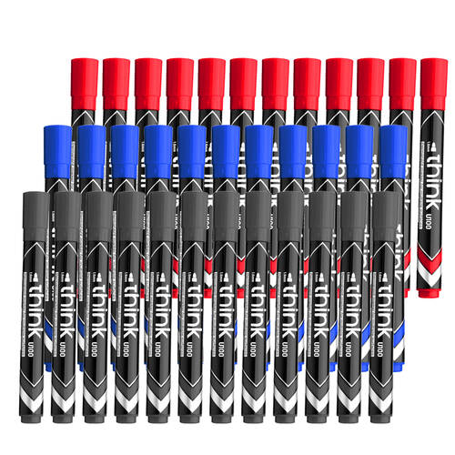 3x 12pc Deli Think Permanent Markers - Black, Blue, Red