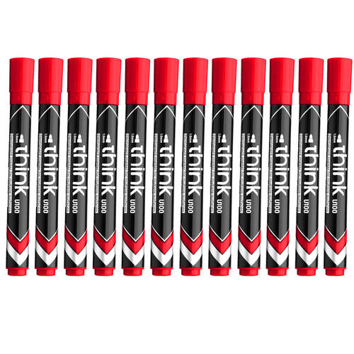 12pc Deli Think Permanent Markers - Red