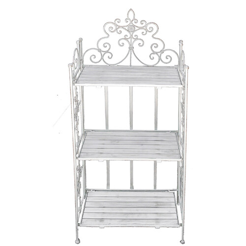 LVD Boucle 117.5cm Metal Wood Bakers Stand Furniture Small - White