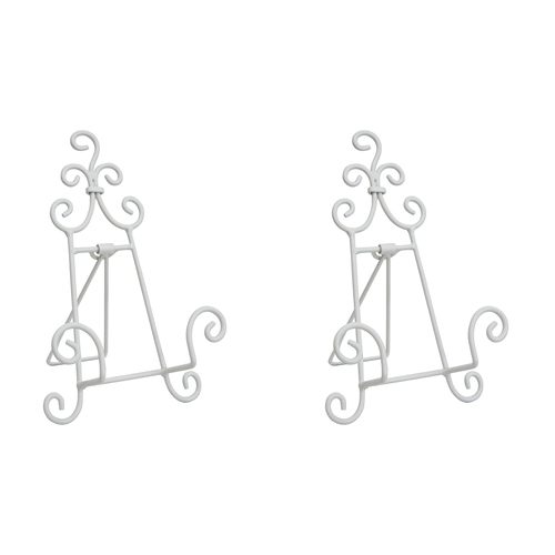 2PK LVD Curlz Metal 15x20cm Plate Stand Medium - Rustic White