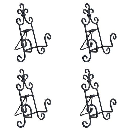 4PK LVD Curlz Metal 11x15cm Plate Stand Dark Small - Black