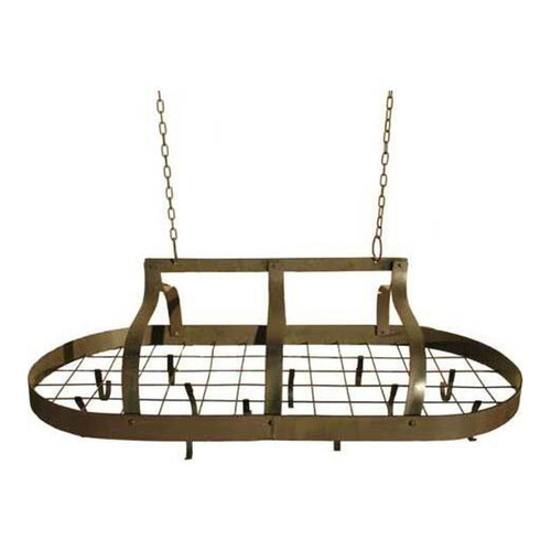 LVD Metal 94cm Cresta Dark Pot Rack Hanging Oval Cookware Stand - Brown