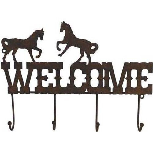 LVD Welcome Horses Metal Hooks 38cm Wall Mounted Organiser