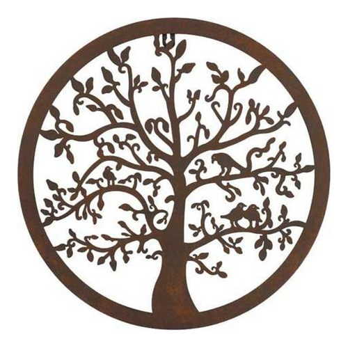 LVD Metal 40cm Wall Hanging Plaque Circular Tree Decor - Brown