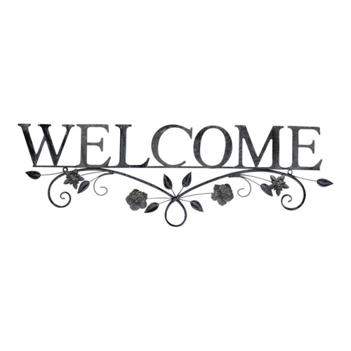 LVD Metal 72cm Welcome Sign Flowers Door/Wall Hanger Decor