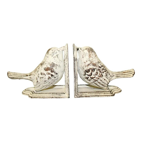 LVD 2pc Birds 17x11.5cm Bookend Metal Book Holder Decor - Whitewash