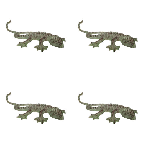 4PK LVD Metal Decorative Hook Cute Lizard Home Decor 23cm - Green