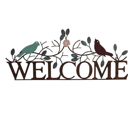 LVD Metal Sign Welcome Home Front Door Decor 67x28cm - Birds